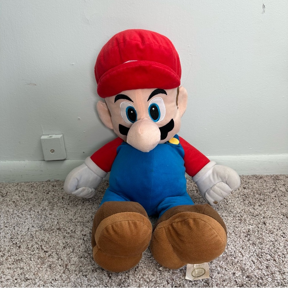 Super‎ Mario Plush 22" Stuffed Toy Pillow Back Pocket Nintendo 2015 Large Flawed